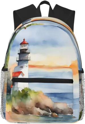 Lighthouse print Lightweight and comfortable backpack Casual Laptop Backpack for Travel Hiking