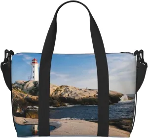 Lighthouse Travel Bag for Women Men Weekender Bags Carry on Overnight Bag Tote Bag Yoga Gym Bag for Gym, Work, Travel, Weekend, Personal Items