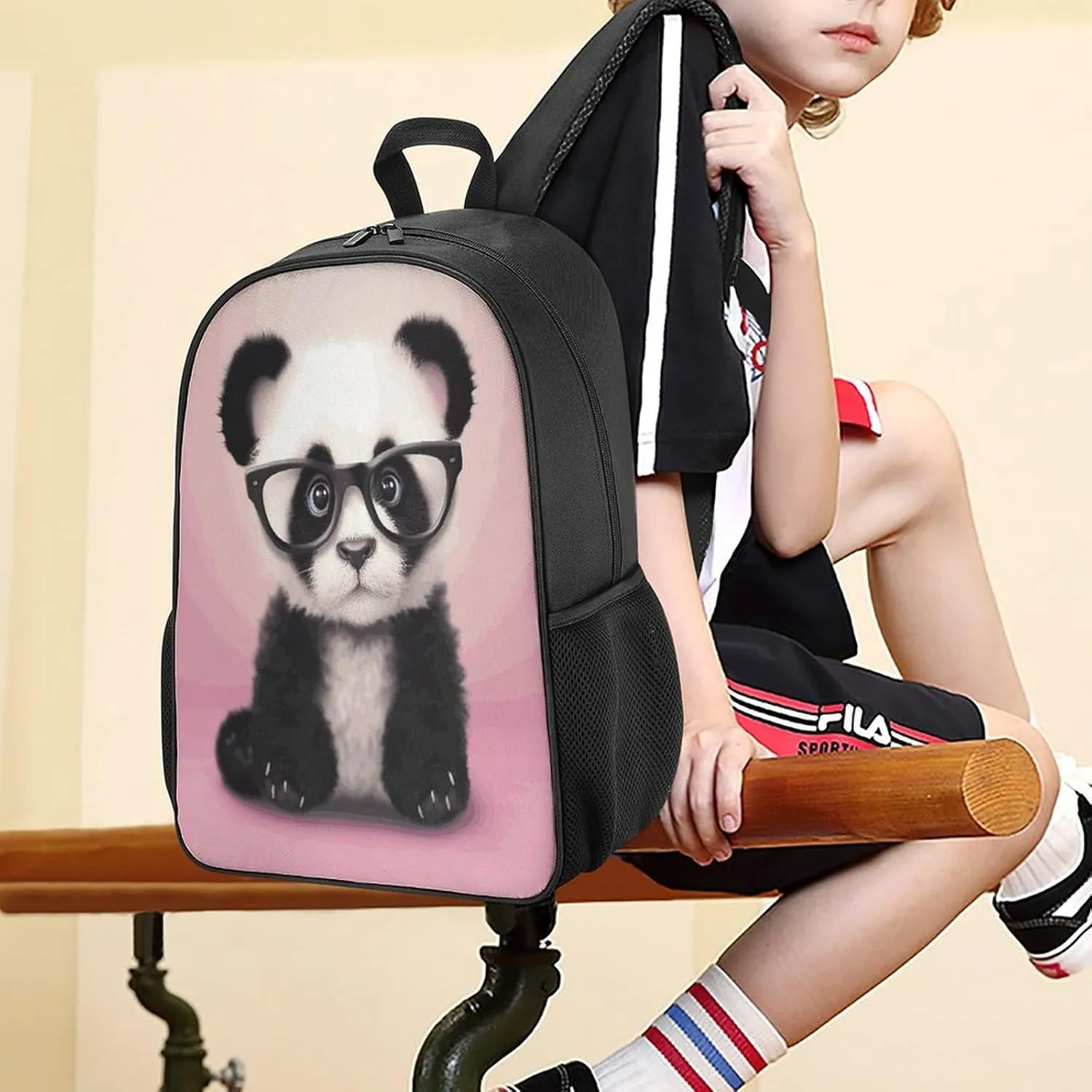 Lightweight Backpacks Cute Travel Bag Durable Bear with Glasses Printing Small Travel Backpack For Women & Men