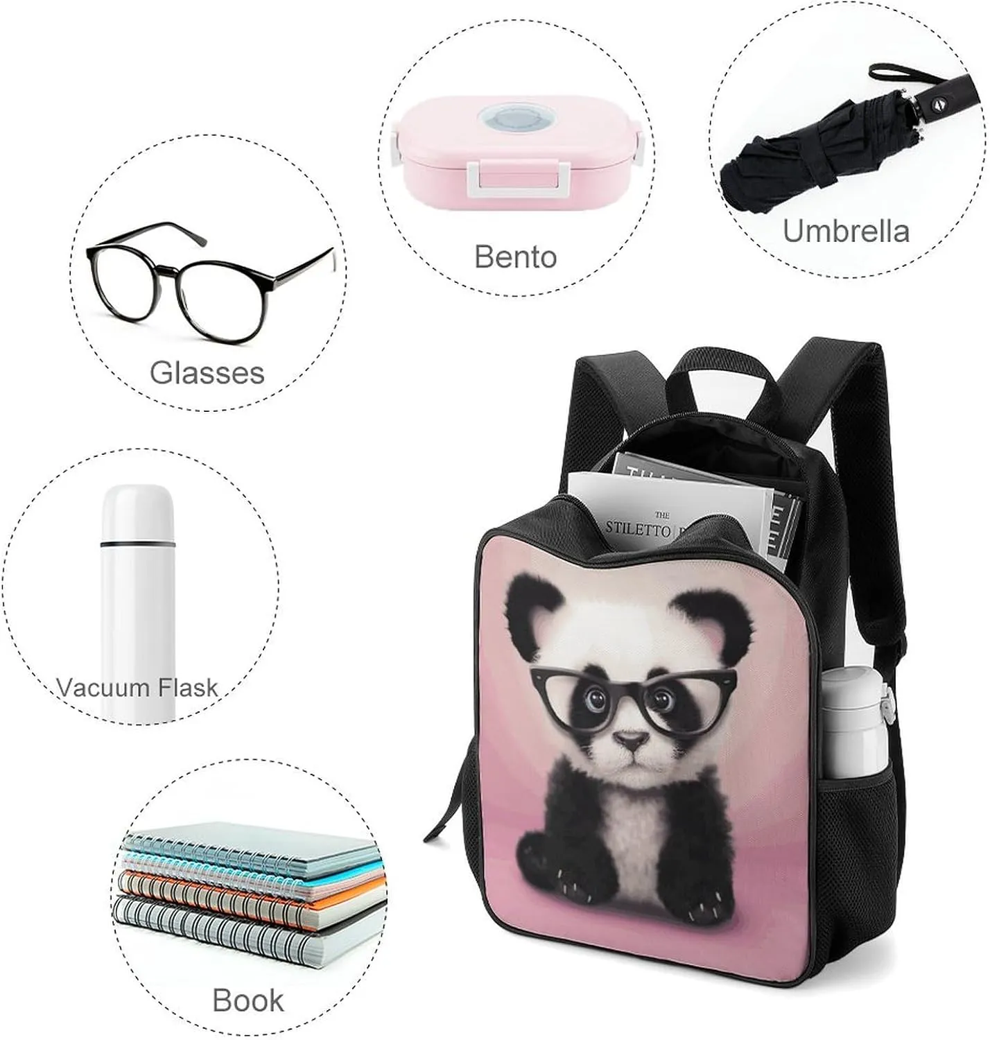 Lightweight Backpacks Cute Travel Bag Durable Bear with Glasses Printing Small Travel Backpack For Women & Men