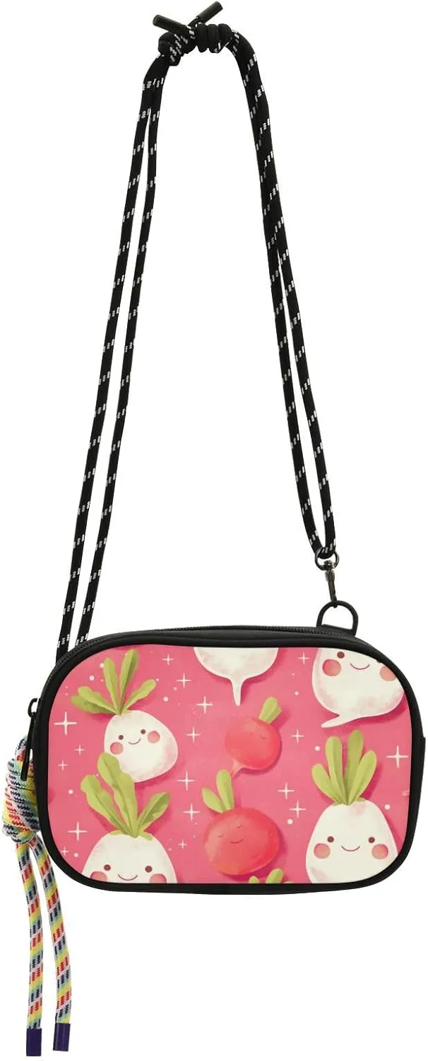 linqin Cute Radishes Hot Pink Womens Crossbody Purse Practical Small Shoulder Bag with Adjustable Strap for for Men Traveling