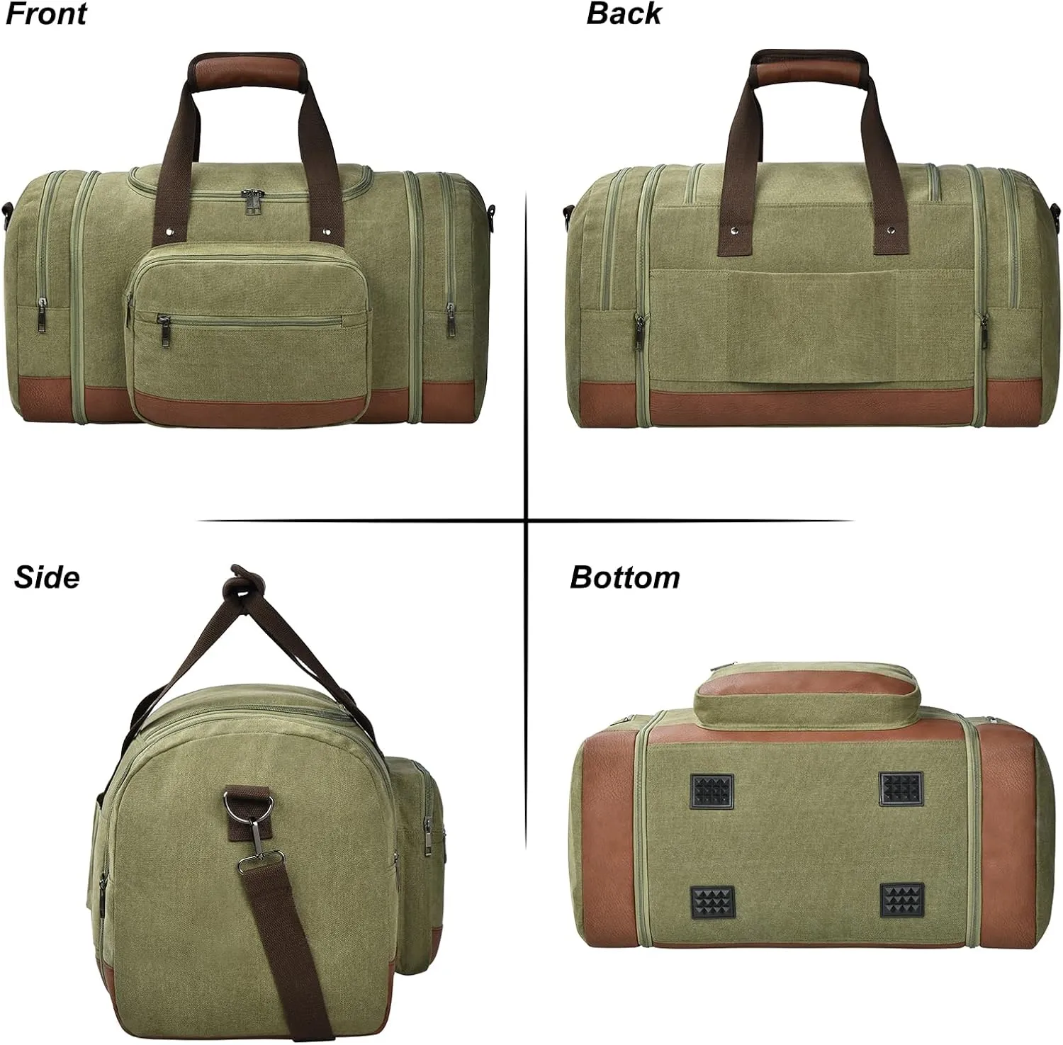 Litvyak Duffle Bag for Travel, Travel Duffel Bags Canvas Overnight Weekend Carry On Duffel Luggage Gym Bag Travel Duffle Bags for Men Women(Army Green)