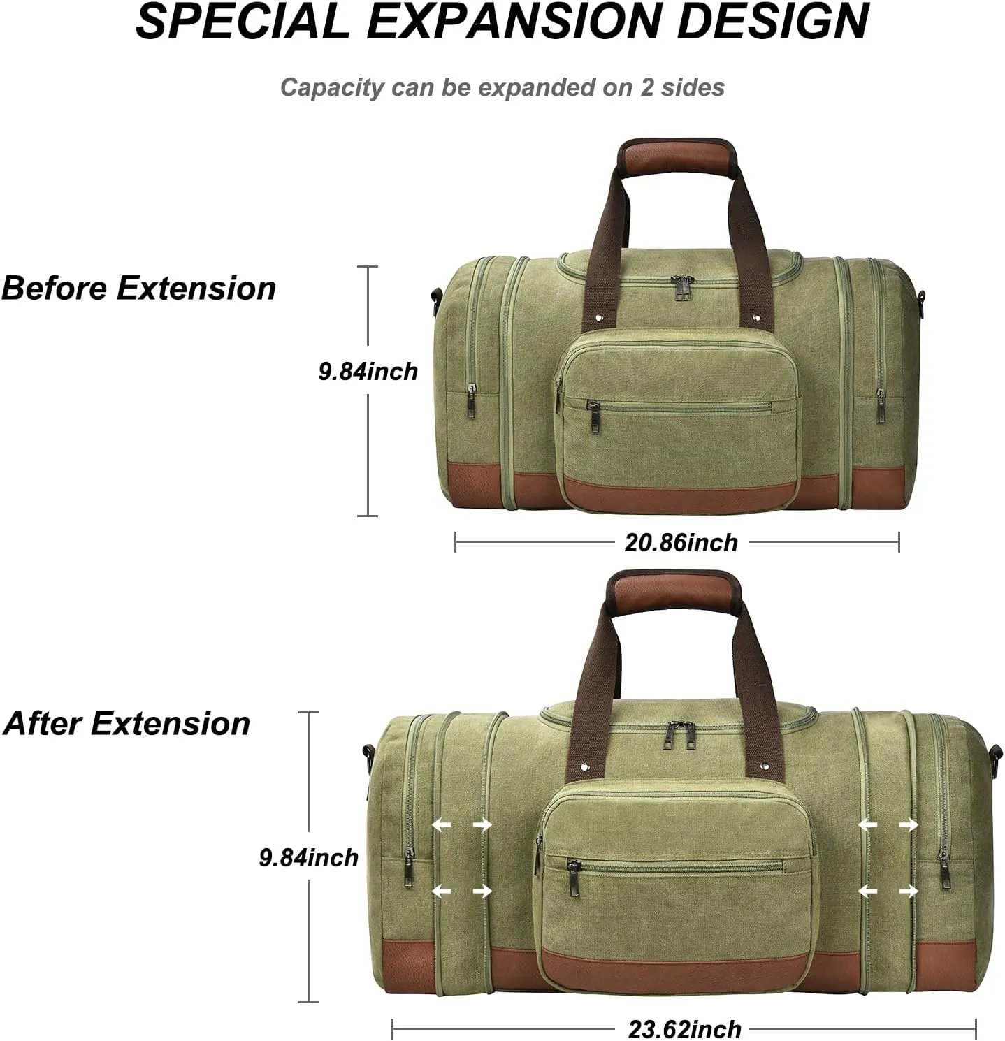 Litvyak Duffle Bag for Travel, Travel Duffel Bags Canvas Overnight Weekend Carry On Duffel Luggage Gym Bag Travel Duffle Bags for Men Women(Army Green)