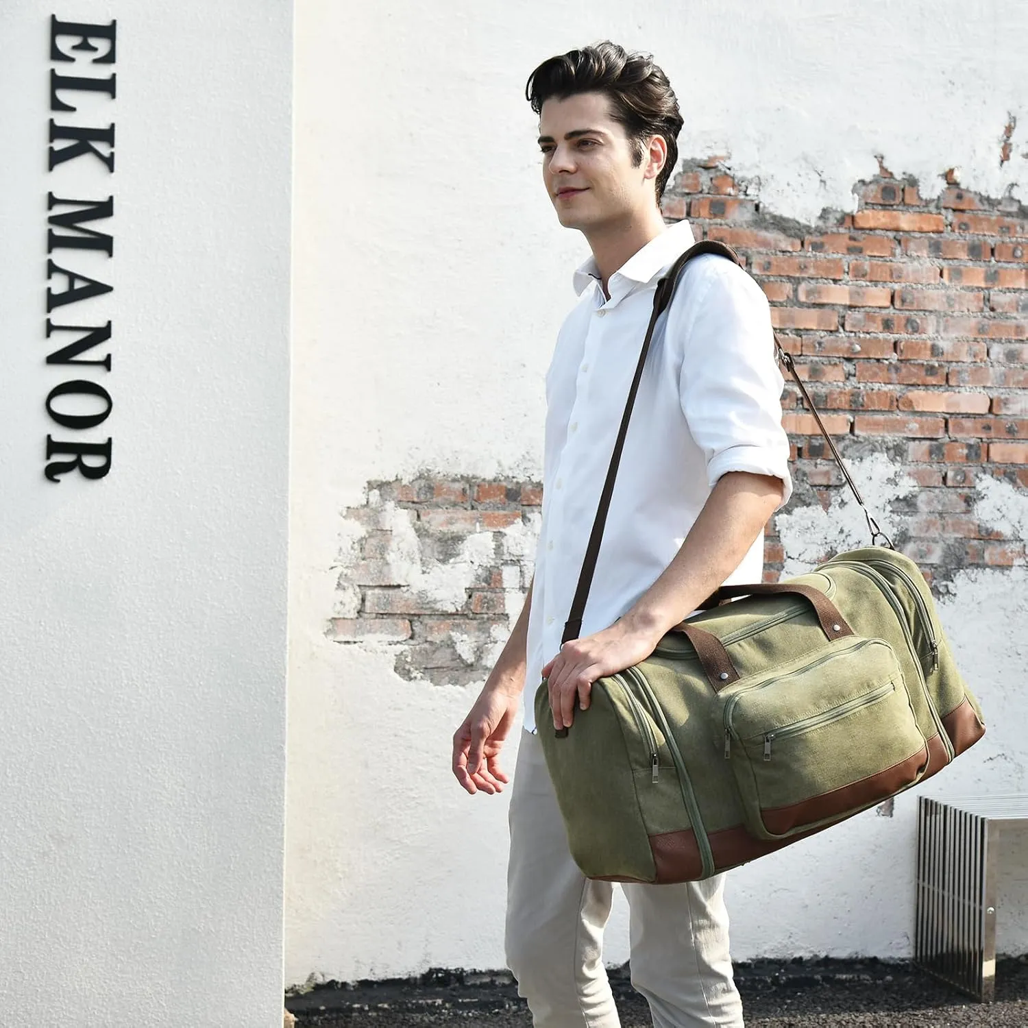 Litvyak Duffle Bag for Travel, Travel Duffel Bags Canvas Overnight Weekend Carry On Duffel Luggage Gym Bag Travel Duffle Bags for Men Women(Army Green)