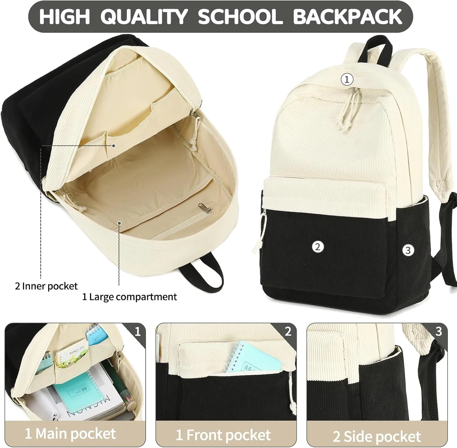 LOIDOU Backpack for School Teen Girls Boys Bookbag Casual Daypack Backpacks Lightweight for Middle School College Student