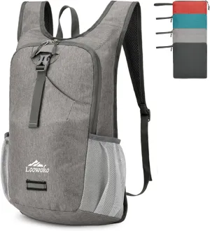 Loowoko Hiking Backpack, 20L Packable Backpacks for Travel Hiking Camping Daypack, Foldable Lightweight Shoulder Bag (Grey)