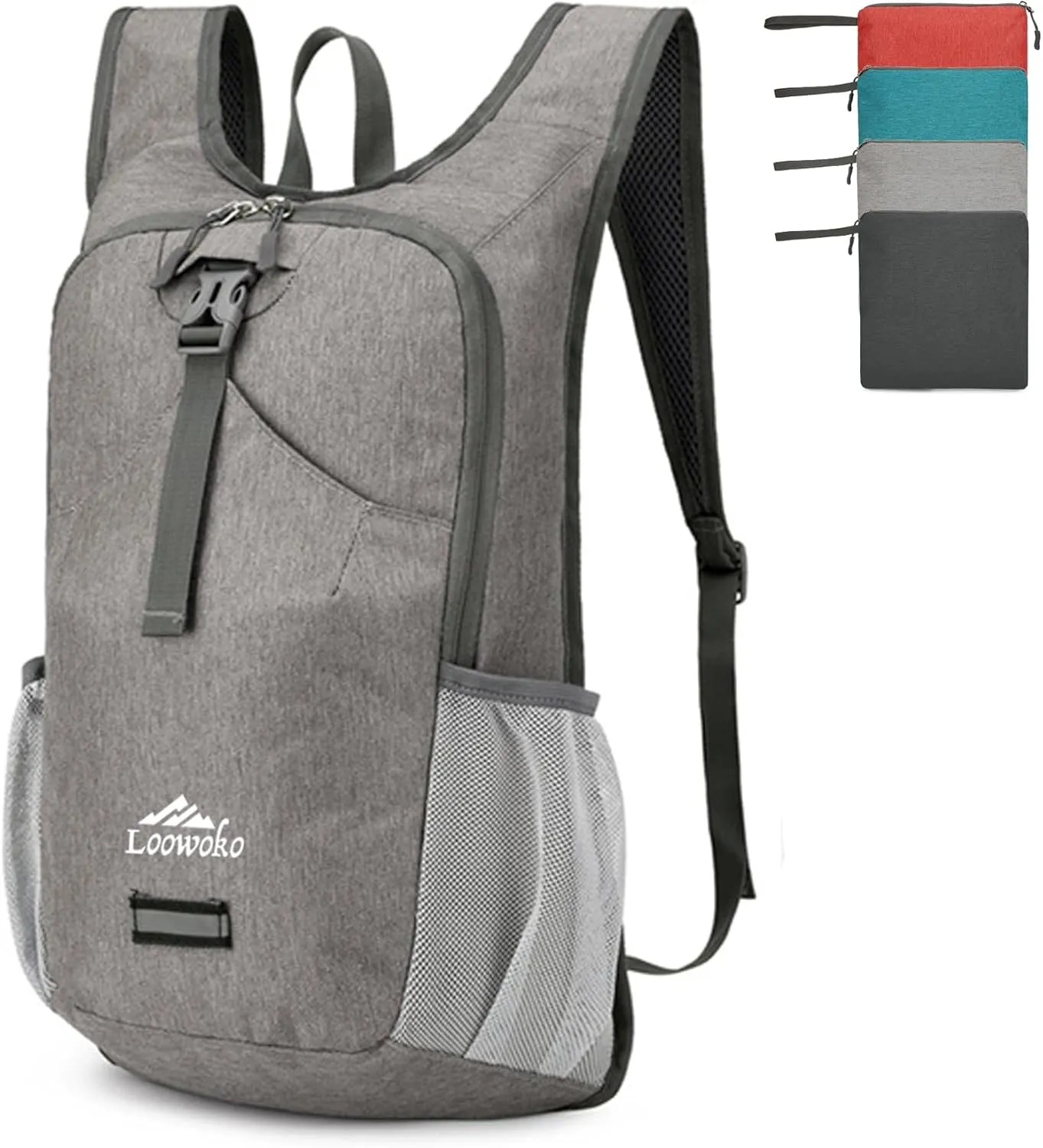 Loowoko Hiking Backpack, 20L Packable Backpacks for Travel Hiking Camping Daypack, Foldable Lightweight Shoulder Bag (Grey)