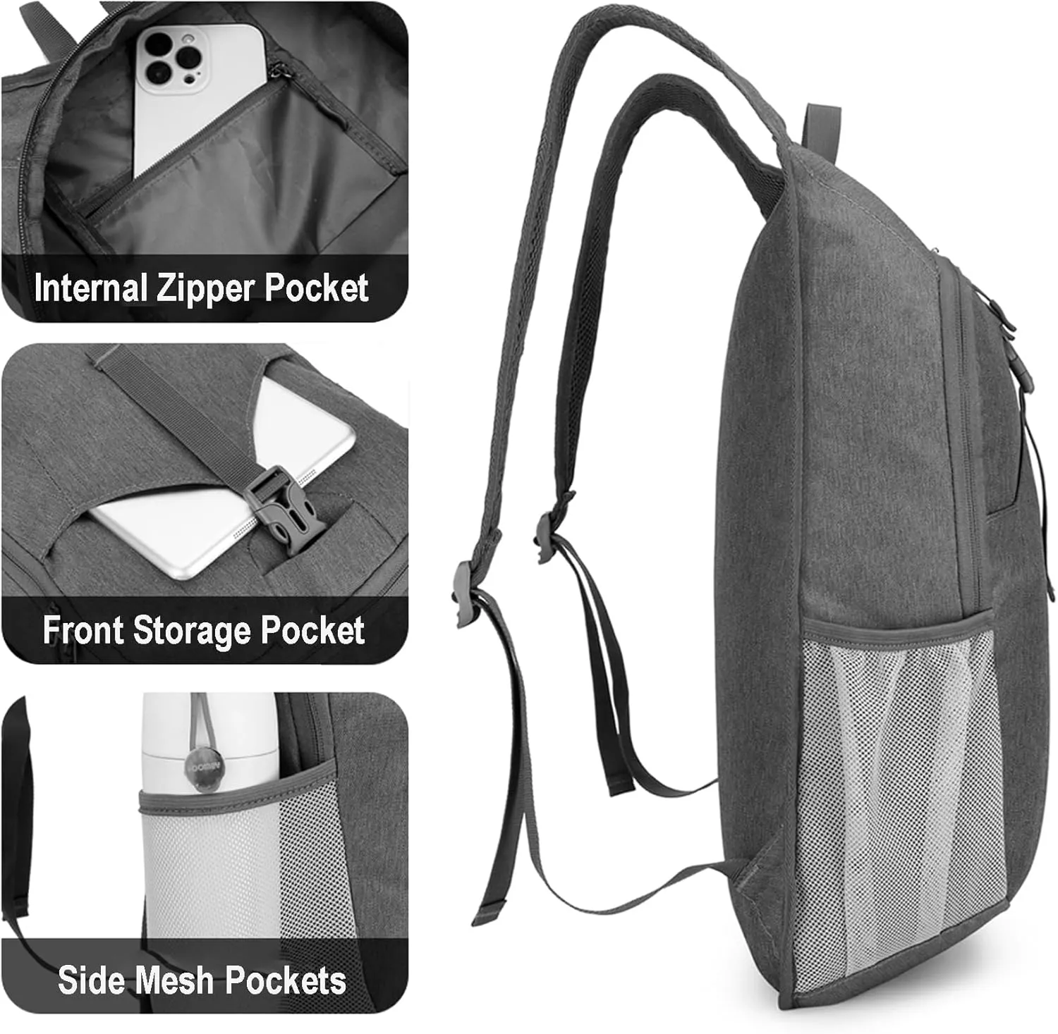 Loowoko Hiking Backpack, 20L Packable Backpacks for Travel Hiking Camping Daypack, Foldable Lightweight Shoulder Bag (Grey)