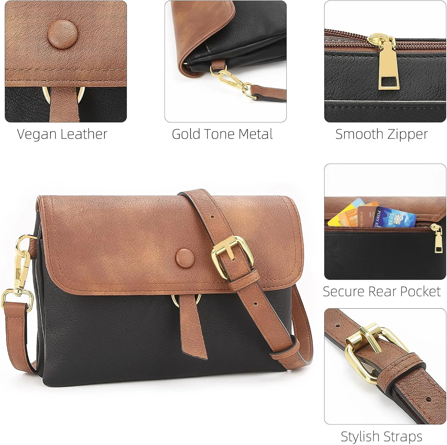 LOUXIFENG Anti Theft Small Crossbody Purses for Women, RFID Blocking Vegan Leather Crossbody Bag
