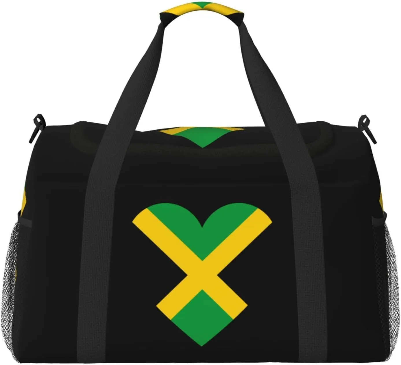 Love Jamaica Flag Travel Duffel Bag Large Foldable Waterproof Overnight Bag For Beach Swim Bags Pool Sports Gym