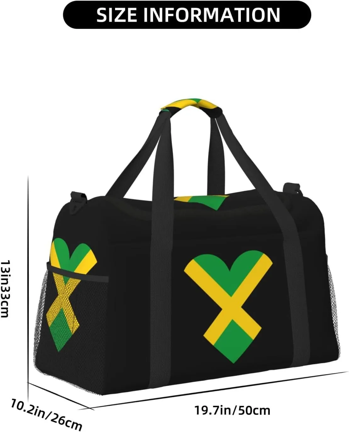 Love Jamaica Flag Travel Duffel Bag Large Foldable Waterproof Overnight Bag For Beach Swim Bags Pool Sports Gym
