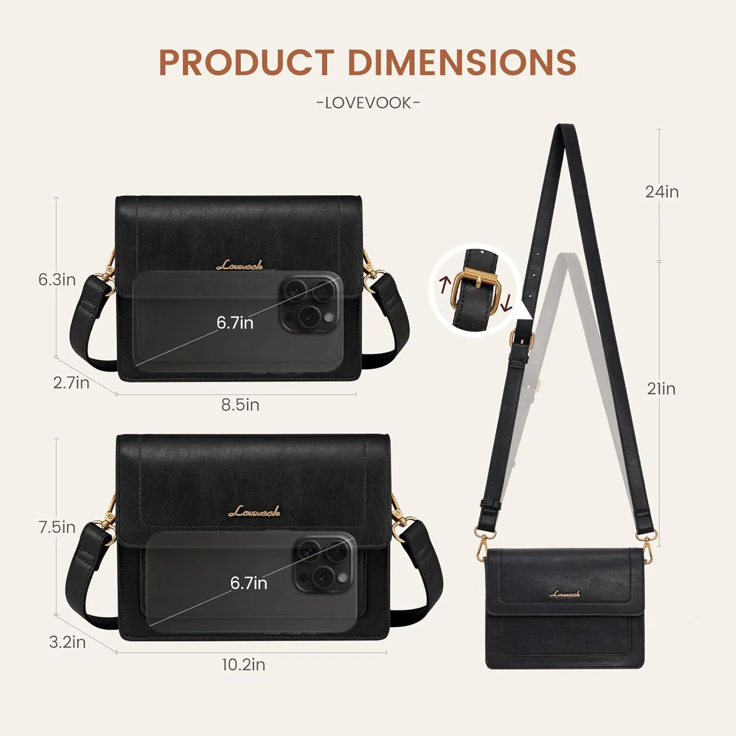 LOVEVOOK Crossbody Bags for Women,Vintage Leather Cross Body Purse,Trendy Designer Shoulder Handbags Cell Phone