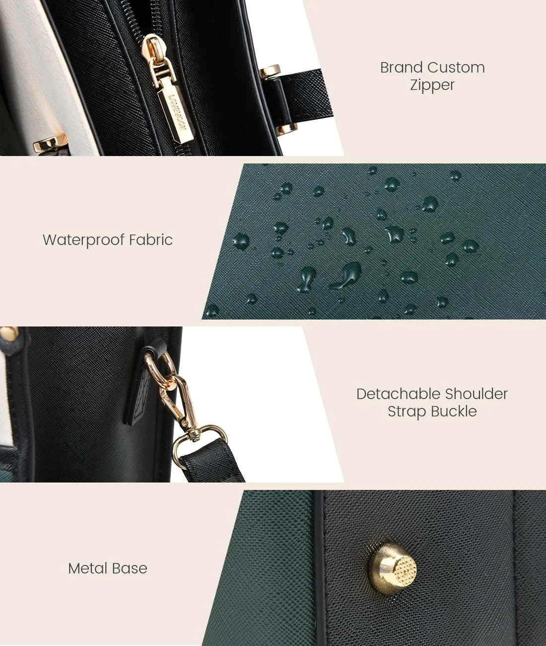 LOVEVOOK Laptop Bag for Women, 15.6'' Laptop Tote Purse 2-in-1 Professional Work Bag Business Briefcase with Clutch Purse, Waterproof Leather Computer Handbag for Teacher Office Travel