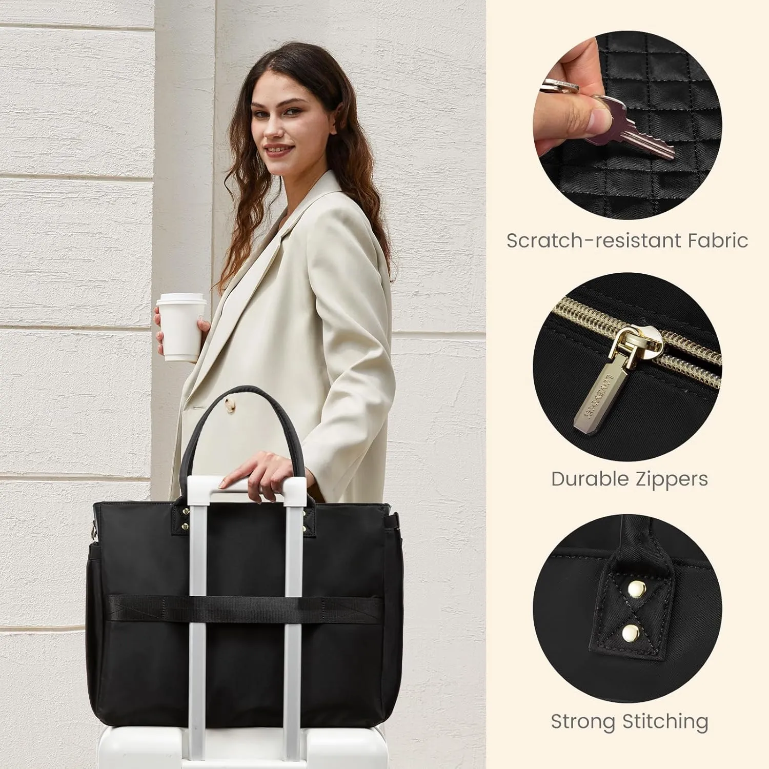 LOVEVOOK Laptop Tote Bag for Women With Large Cup Holder, Work Bags Teacher Nurse Computer Bag, 15.6 Inch Professional Briefcase Business Travel Large Purses Handbag, Diaper Bag With Multi-Pockets