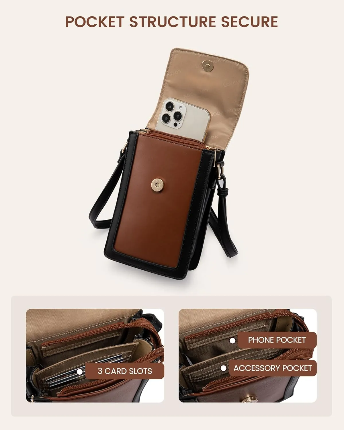 LOVEVOOK Small Crossbody Bags for Women, Leather Phone Bag with Cross Body Strap Mini Purse Wallet with Card Slots