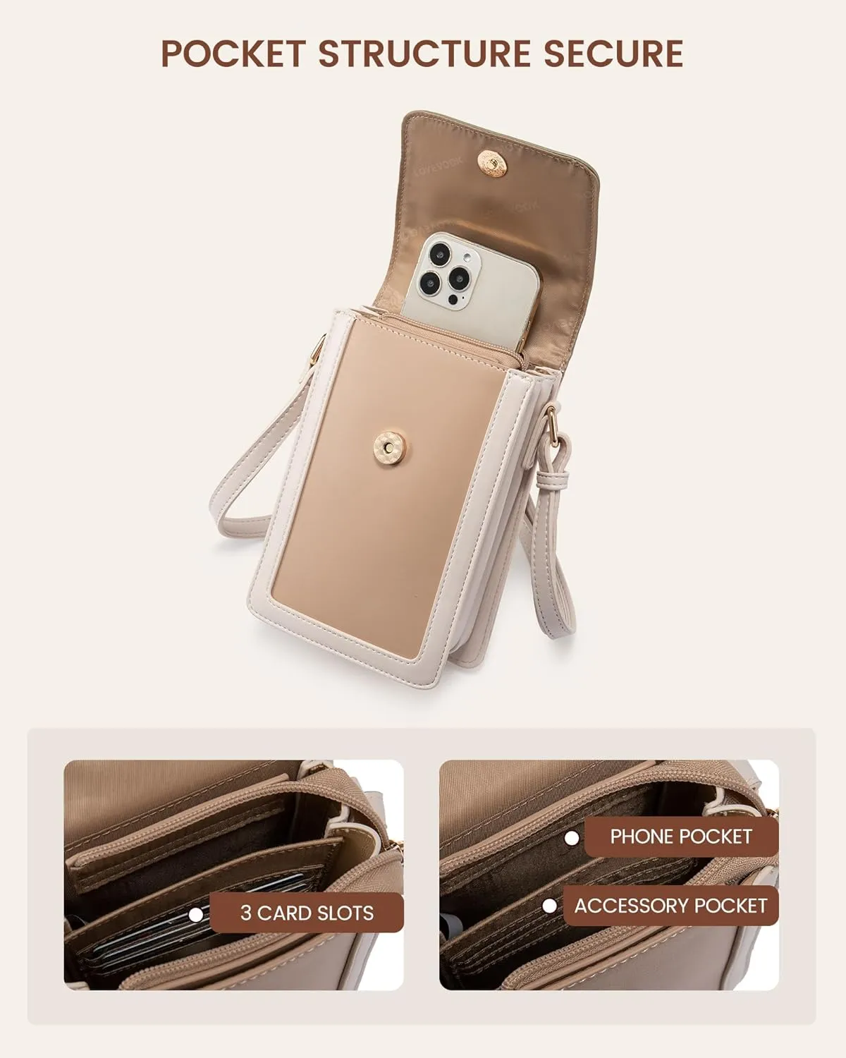 LOVEVOOK Small Crossbody Bags for Women, Leather Phone Bag with Cross Body Strap Mini Purse Wallet with Card Slots