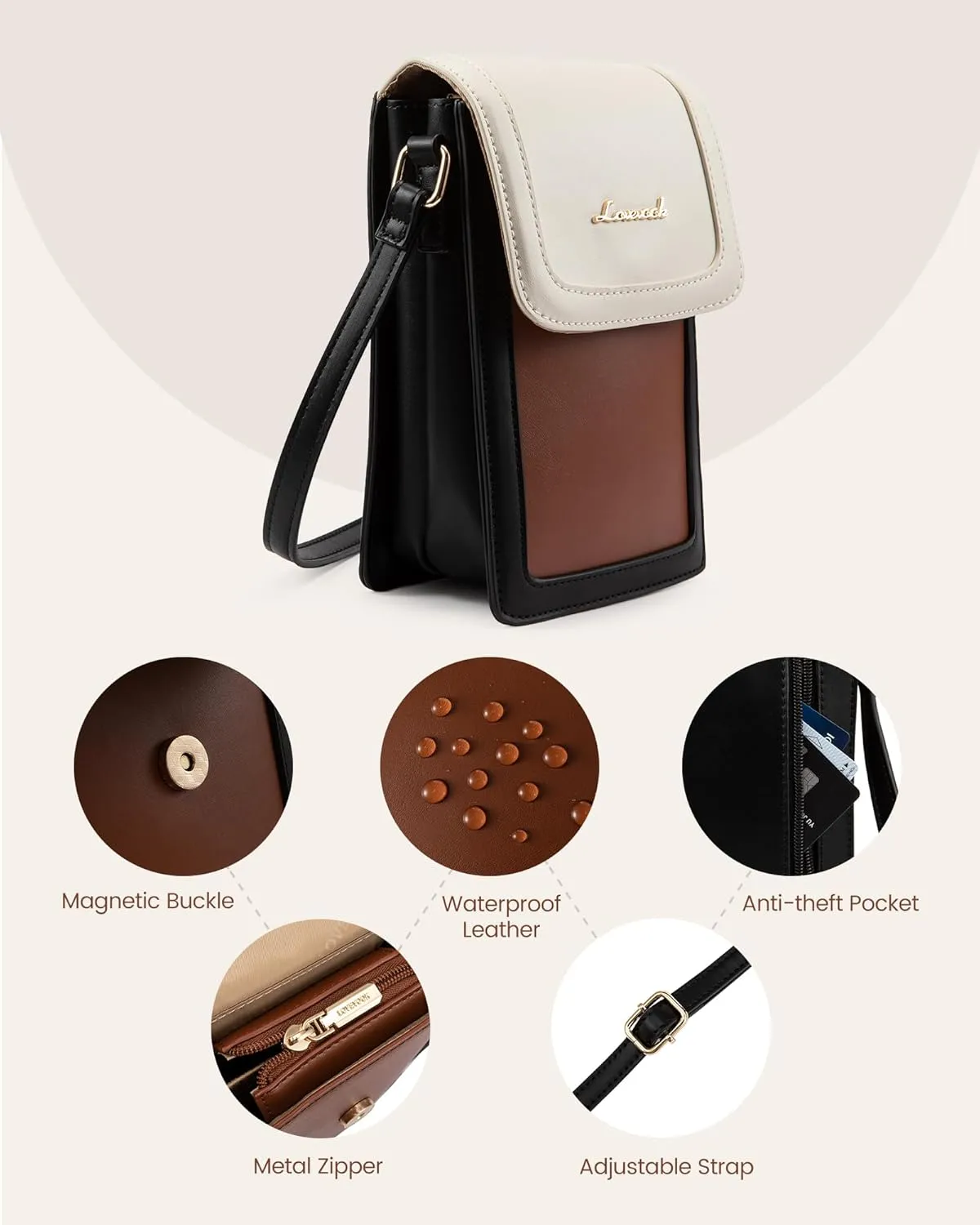 LOVEVOOK Small Crossbody Bags for Women, Leather Phone Bag with Cross Body Strap Mini Purse Wallet with Card Slots