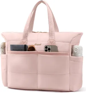 LOVEVOOK Tote Bag for Women,Light Puffer Tote Bag with Multi-pockets,Stylish Carry on Laptop Bags for Daily,Travel,Work,Gym