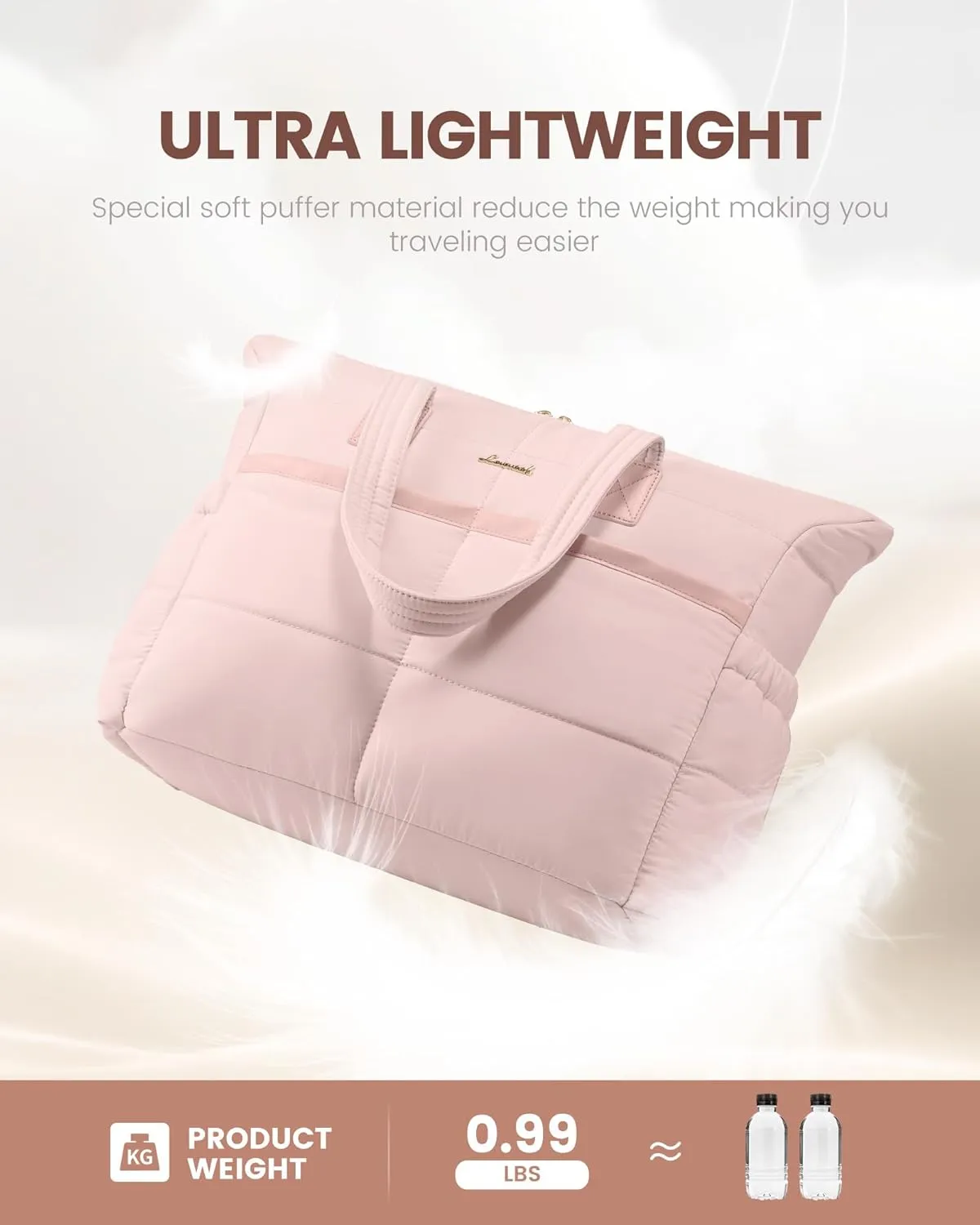 LOVEVOOK Tote Bag for Women,Light Puffer Tote Bag with Multi-pockets,Stylish Carry on Laptop Bags for Daily,Travel,Work,Gym