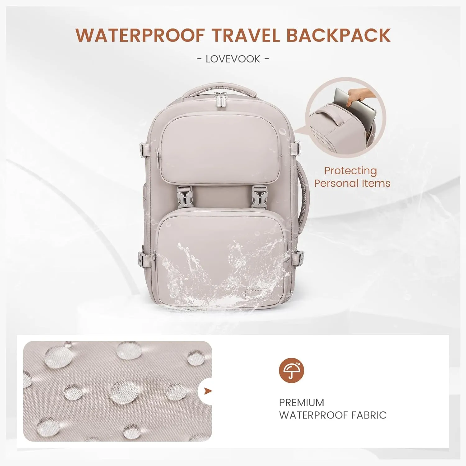 LOVEVOOK Travel Backpack for Women Men, TSA Carry on Backpack Flight Approved 40L Fits 17 Inch Laptop, Waterproof Personal Item Travel Bag Business Weekender Daypack with Detachable Crossbody Bag