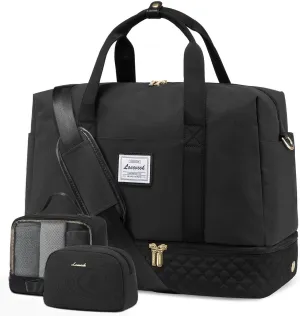 LOVEVOOK Travel Duffel Bag, 21inch Weekender Bags for Women with Shoe Compartment，45L Carry on Overnight Bag with Toiletry Bag