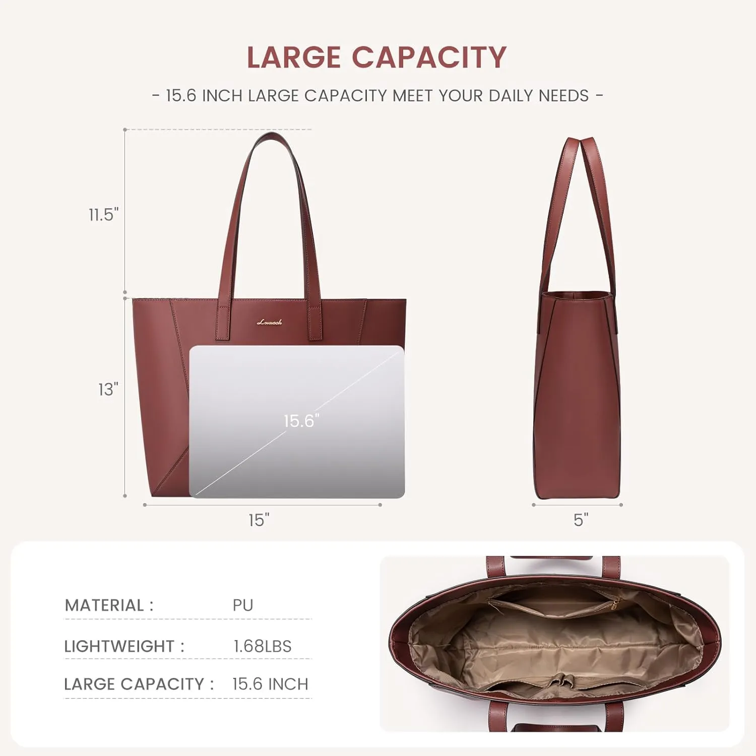 LOVEVOOK Vegan Leather Tote Bag for Women Top Handle Purses and Handbags Casual Work Tote Travel Shoulder Bag for Ladies