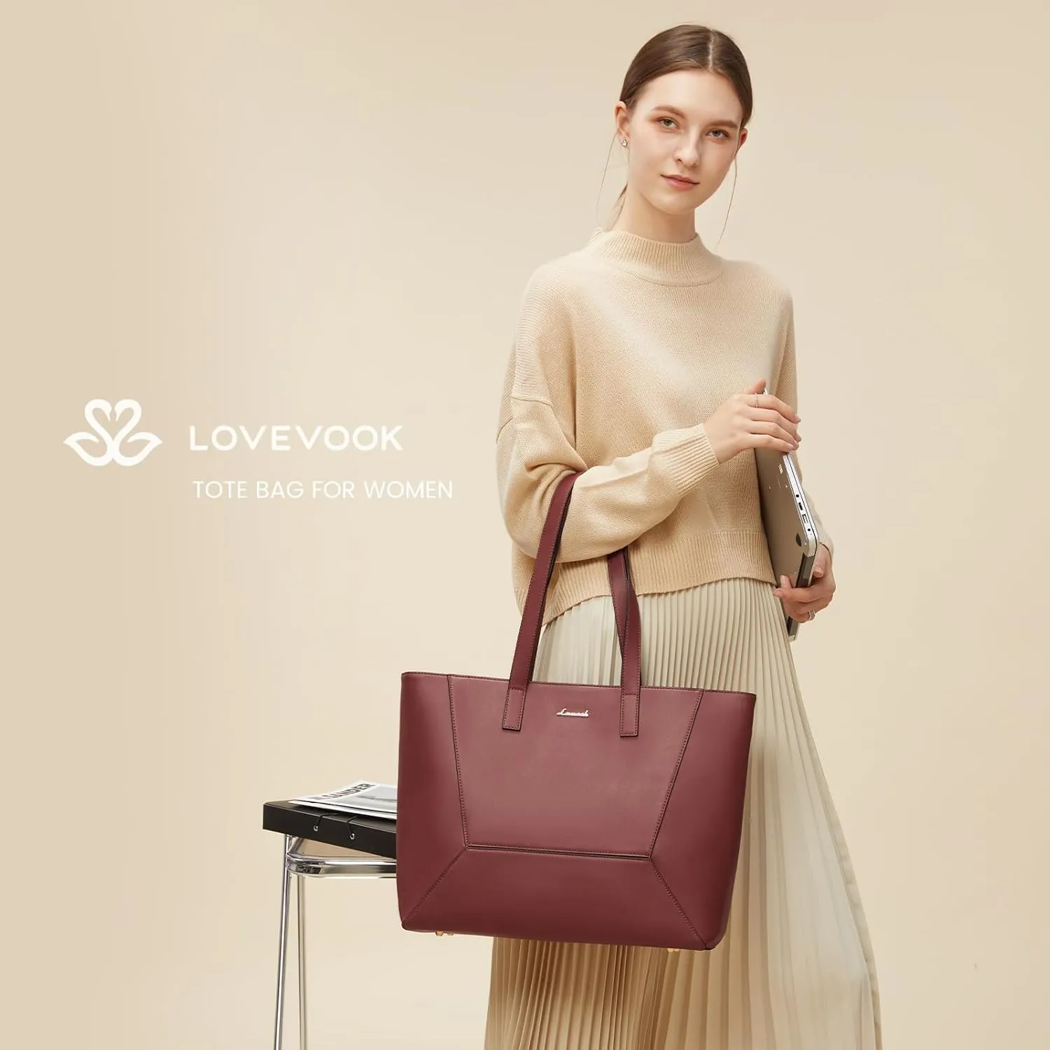 LOVEVOOK Vegan Leather Tote Bag for Women Top Handle Purses and Handbags Casual Work Tote Travel Shoulder Bag for Ladies