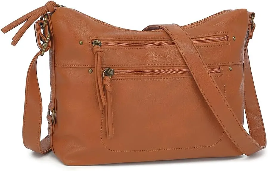LOXOMU Medium Crossbody Bags for Women, Vegan Leather Crossbody Purse with Milti-pocket Trendy Shoulder Handbag for Travel