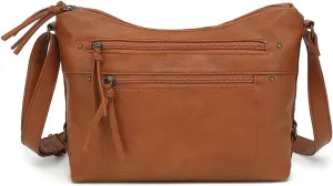 LOXOMU Medium Crossbody Bags for Women, Vegan Leather Crossbody Purse with Milti-pocket Trendy Shoulder Handbag for Travel