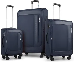 Luggage Sets 3 Piece,Suitcases with Wheels Hardshell,Softside Luggage Set,Foldie Travel Bag Expandable, W/TSA Lock & Double Spinner Wheels(22in/27in/31in) Blue
