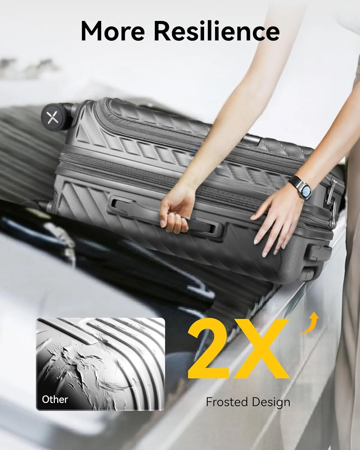 LUGGEX Carry On Luggage with Compartment and Cup Holder, Expandable PC Hard Shell Suitcase with Front Pocket (Midnight Blue, 2-Piece (20/Tote))