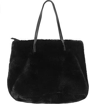 Luxe L 100% Faux Fur Tote Bag for Women Soft Modern Spacious Utility Tote Handbag with Fully Lined Interior