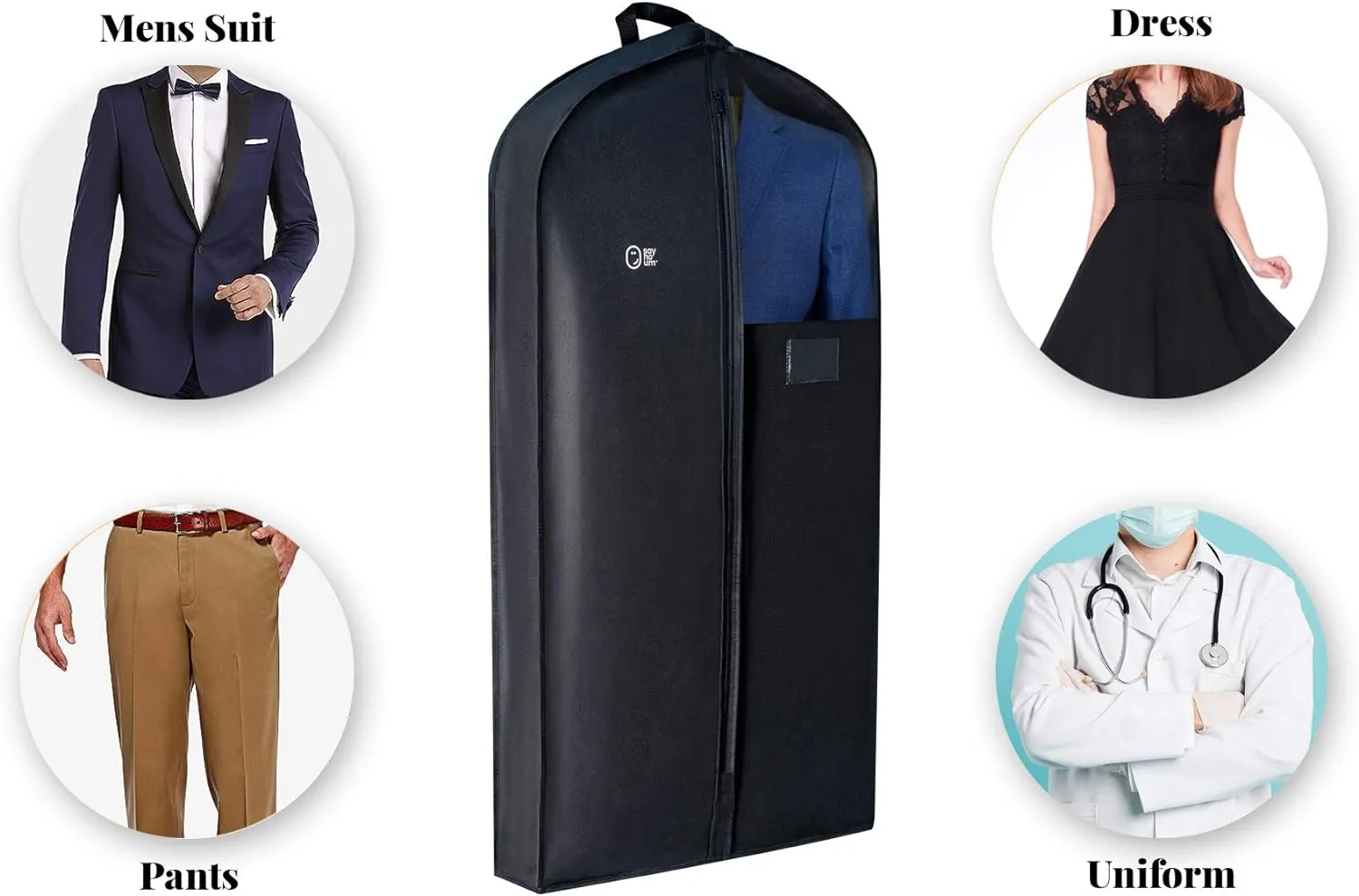 Luxury Storage Garment Bag for Men Suit, Long Women Dress, Tuxedo, Uniform | 47 Inch   5 Inch Side Gusset | Hanging, Breathable, Foldable Clothes Cover and Protector