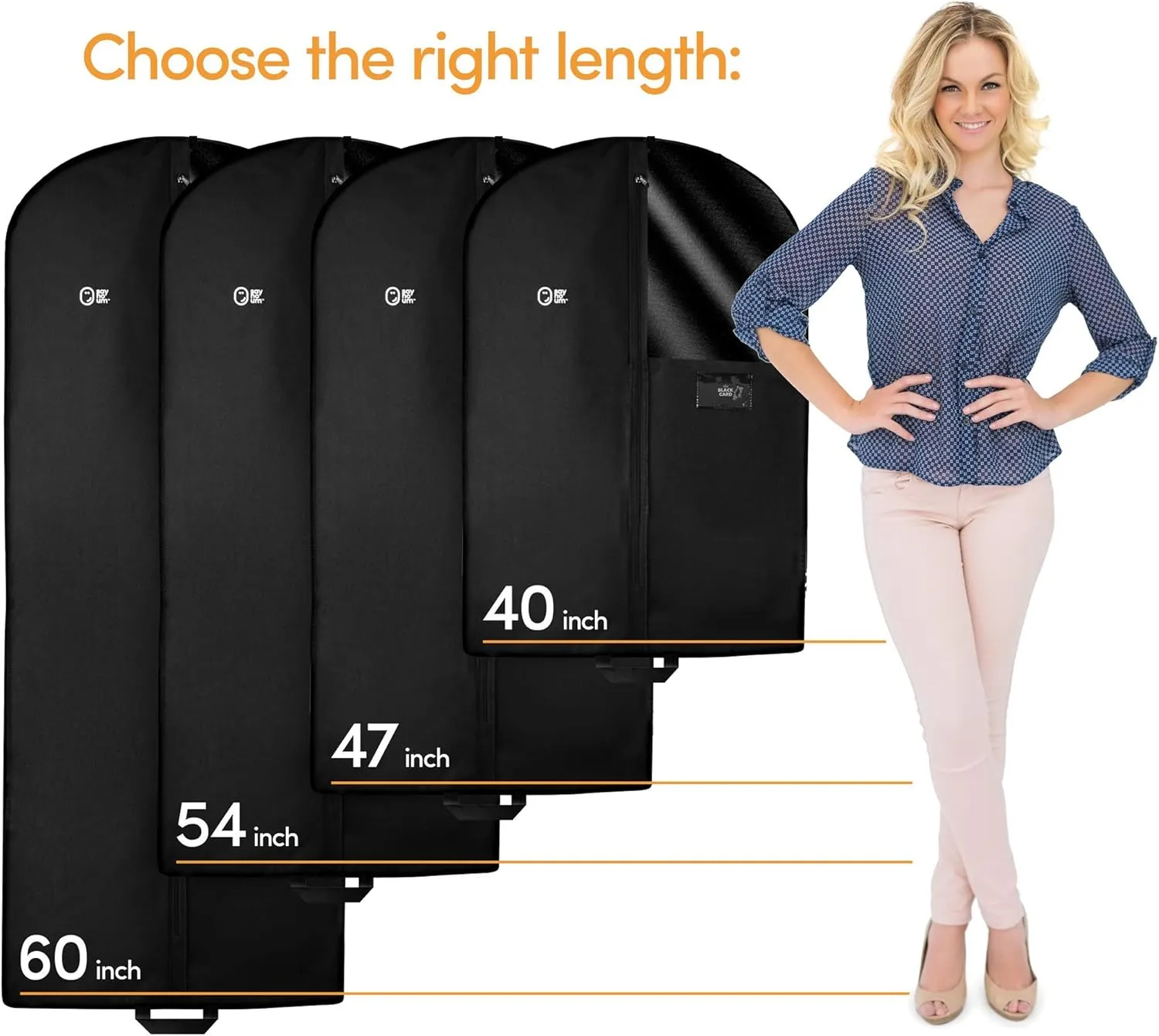Luxury Storage Garment Bag for Men Suit, Long Women Dress, Tuxedo, Uniform | 47 Inch   5 Inch Side Gusset | Hanging, Breathable, Foldable Clothes Cover and Protector
