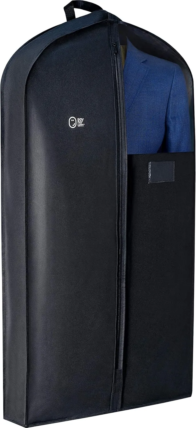 Luxury Storage Garment Bag for Men Suit, Long Women Dress, Tuxedo, Uniform | 47 Inch   5 Inch Side Gusset | Hanging, Breathable, Foldable Clothes Cover and Protector