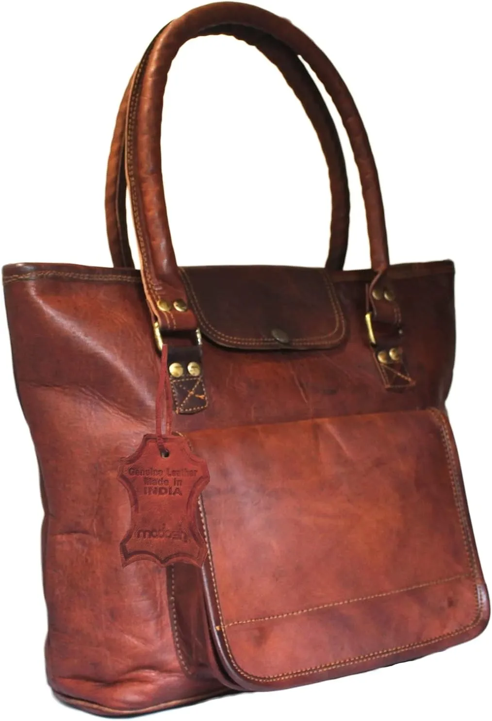 Madosh, Women's Leather Tote Shoulder Handbag Office Laptop Bag Ladies Shopper Travel Purse