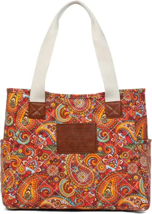 Malirona Women Canvas Tote Bag, Zipper Casual Tote's Handbag Large Capacity Shoulder Bag for Office Shopping Travel