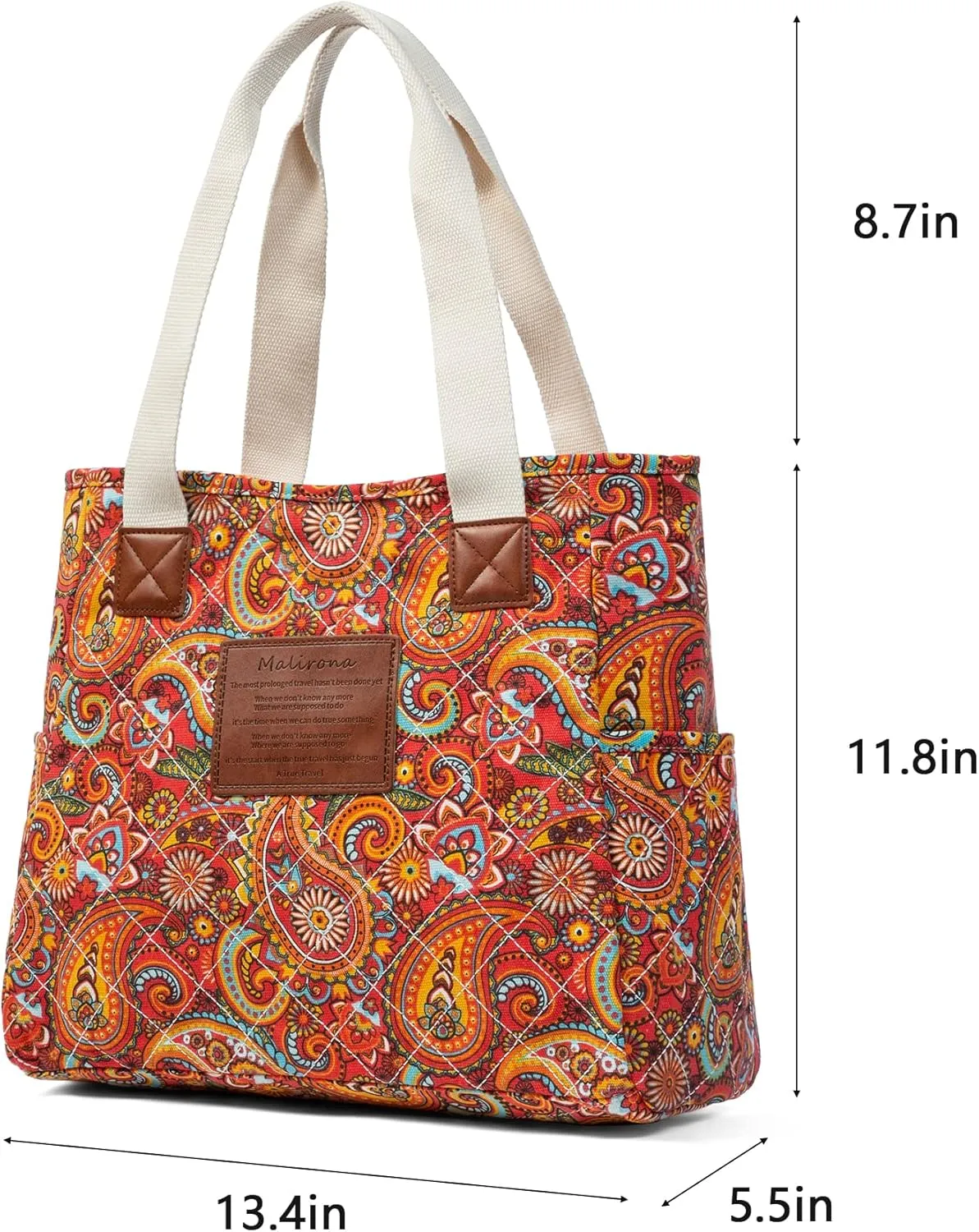 Malirona Women Canvas Tote Bag, Zipper Casual Tote's Handbag Large Capacity Shoulder Bag for Office Shopping Travel
