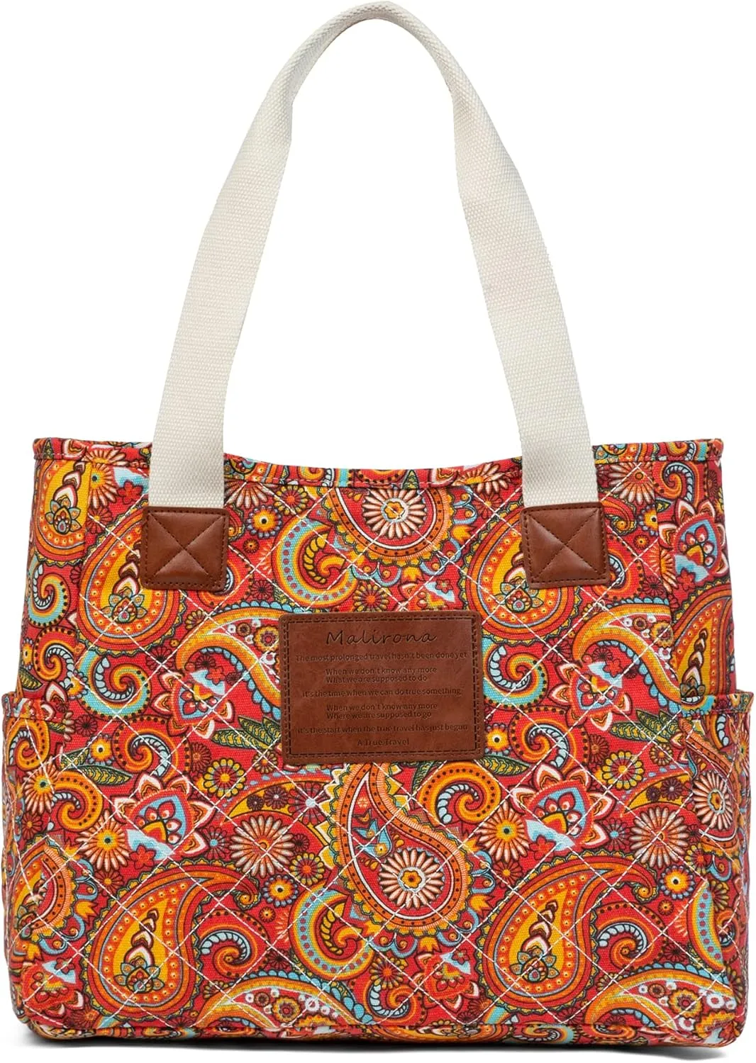 Malirona Women Canvas Tote Bag, Zipper Casual Tote's Handbag Large Capacity Shoulder Bag for Office Shopping Travel