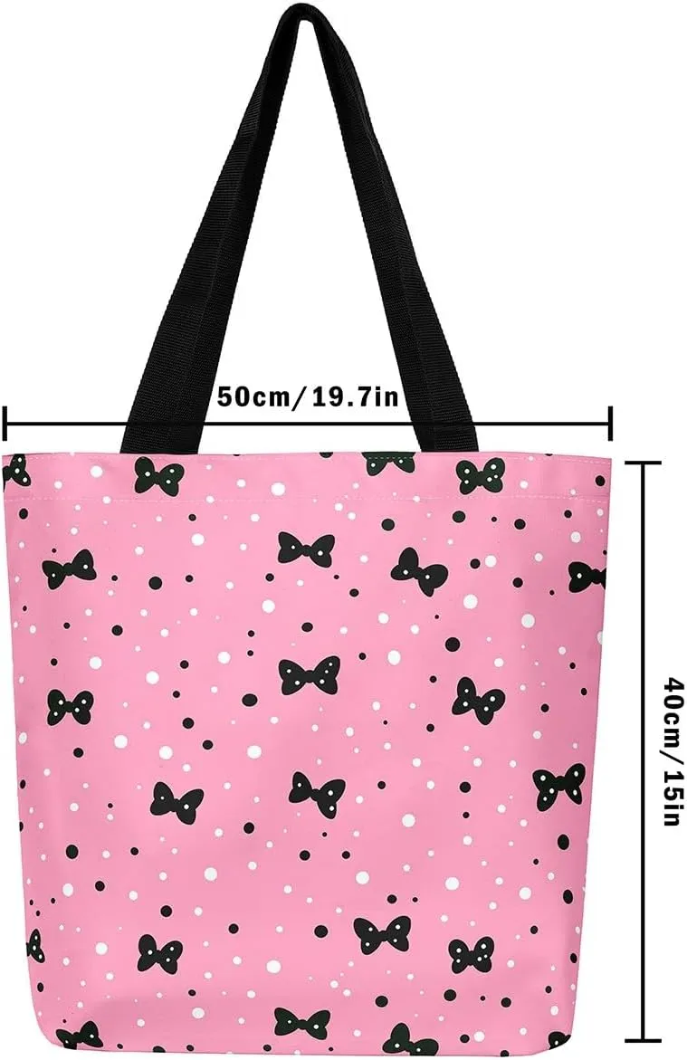 Mallard Duck Hunting Reversible Tote Bag,Kawaii Pet Wild Animal Foldable Shopping Bag,Romantic Bowknot Shoulder Bag