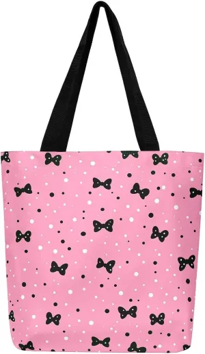 Mallard Duck Hunting Reversible Tote Bag,Kawaii Pet Wild Animal Foldable Shopping Bag,Romantic Bowknot Shoulder Bag