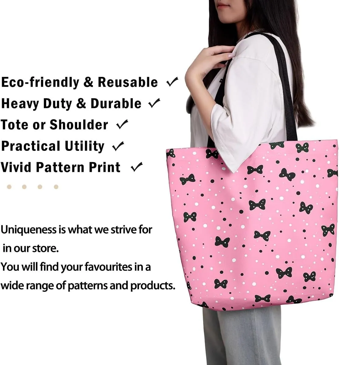 Mallard Duck Hunting Reversible Tote Bag,Kawaii Pet Wild Animal Foldable Shopping Bag,Romantic Bowknot Shoulder Bag