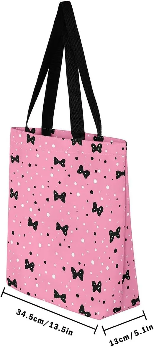 Mallard Duck Hunting Reversible Tote Bag,Kawaii Pet Wild Animal Foldable Shopping Bag,Romantic Bowknot Shoulder Bag