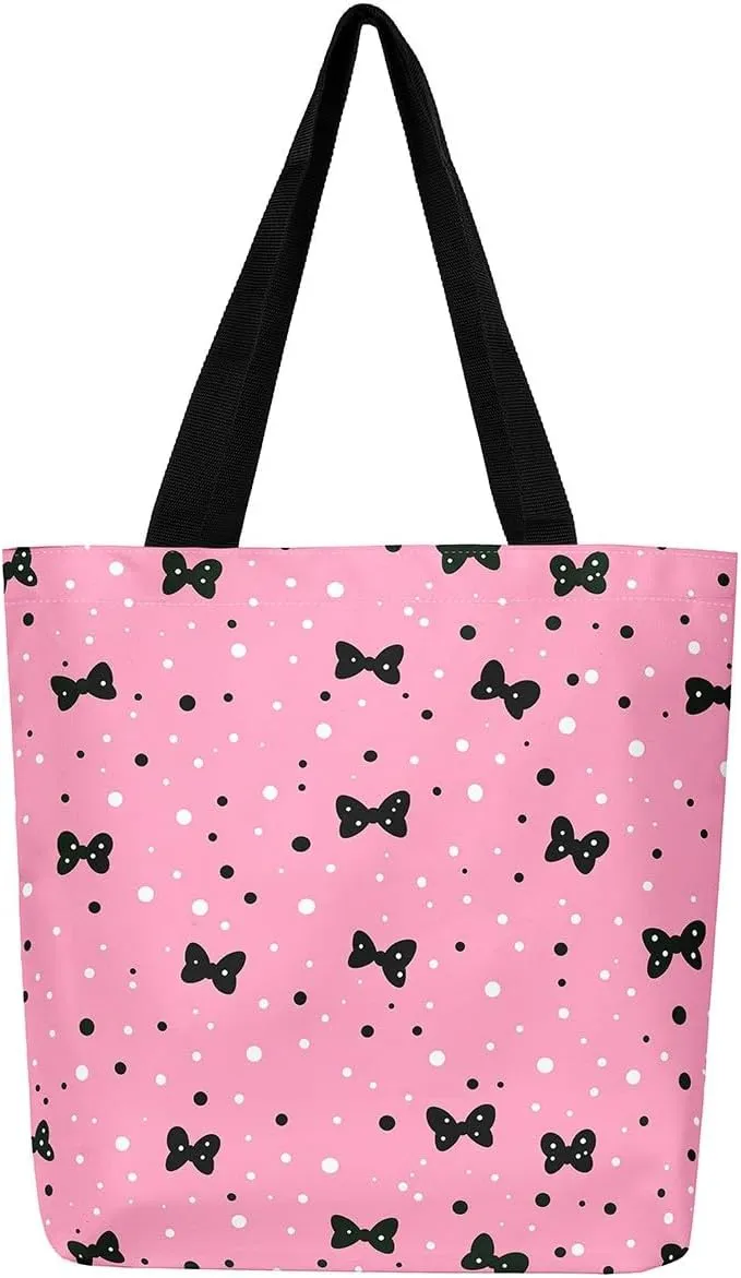 Mallard Duck Hunting Reversible Tote Bag,Kawaii Pet Wild Animal Foldable Shopping Bag,Romantic Bowknot Shoulder Bag