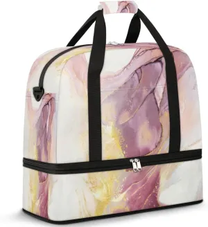 Marble Swirls Travel Duffel Bag, Travel Essentials, Gym Bag for Women, Weekender Overnight Bag With Shoes Compartment, Carry On Bags for Airplanes