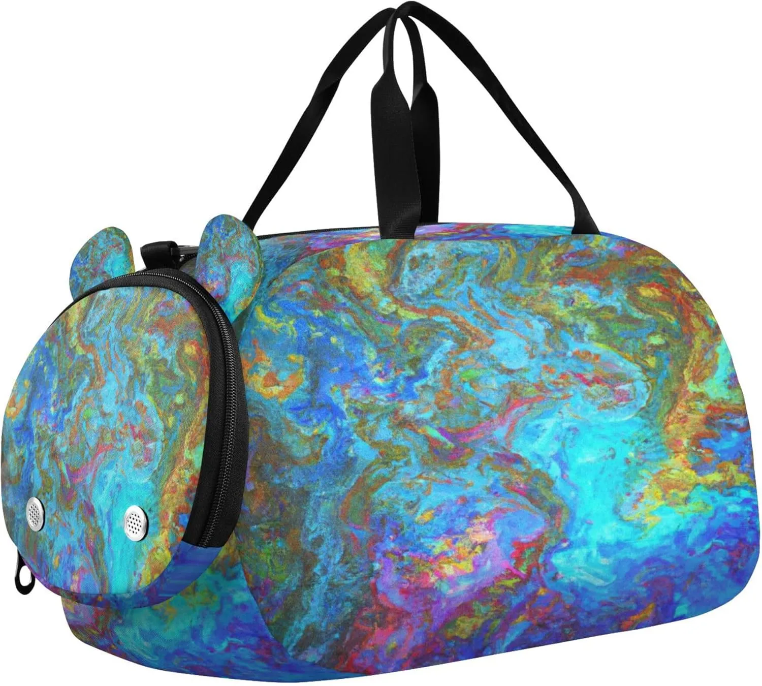 Marble Texture Kids Overnight Sports Duffel Bags with Shoe Compartment & Wet Pocket Travel Sport Gym Bag for Girls Boys