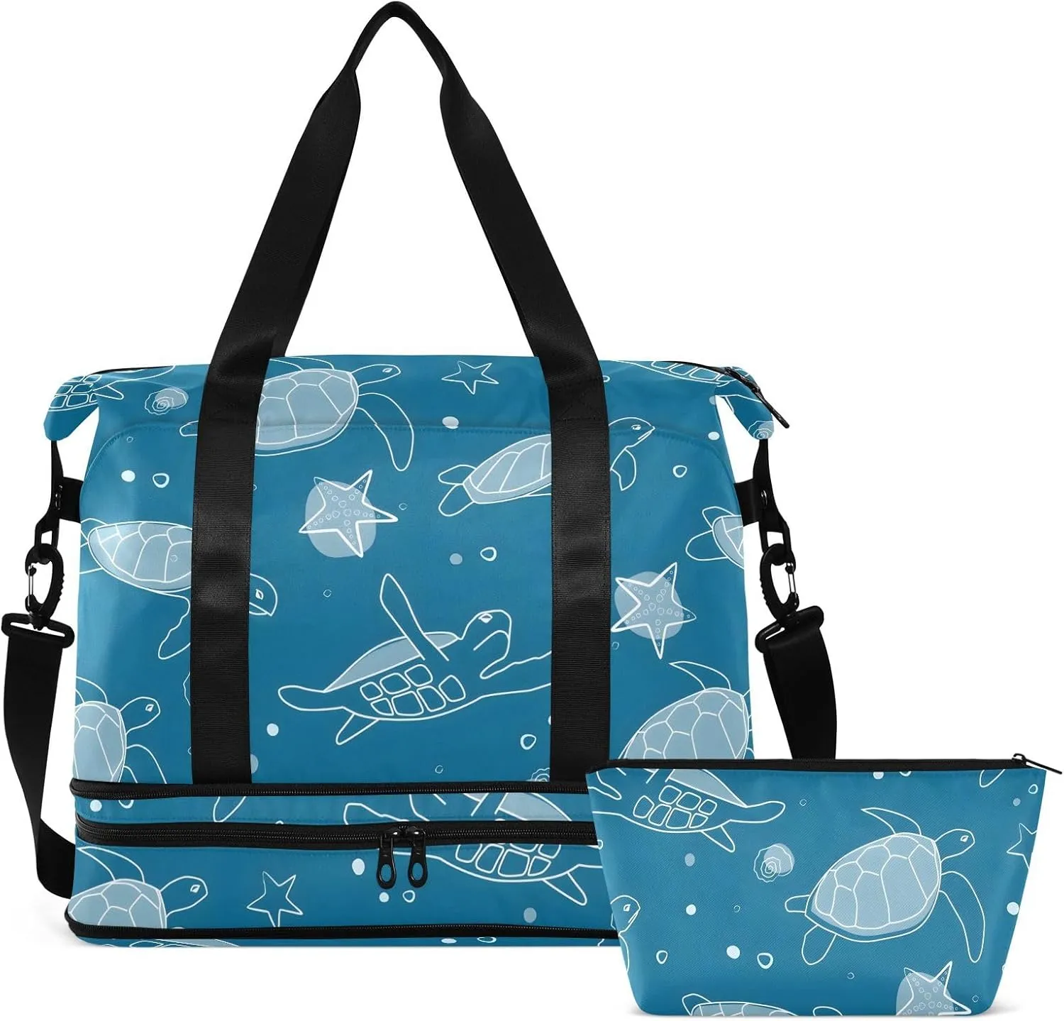 Marine Animals Sea Turtle Sneaker Bag for Travel Expandable Athletic Bag for Women, Carry on Bag Women