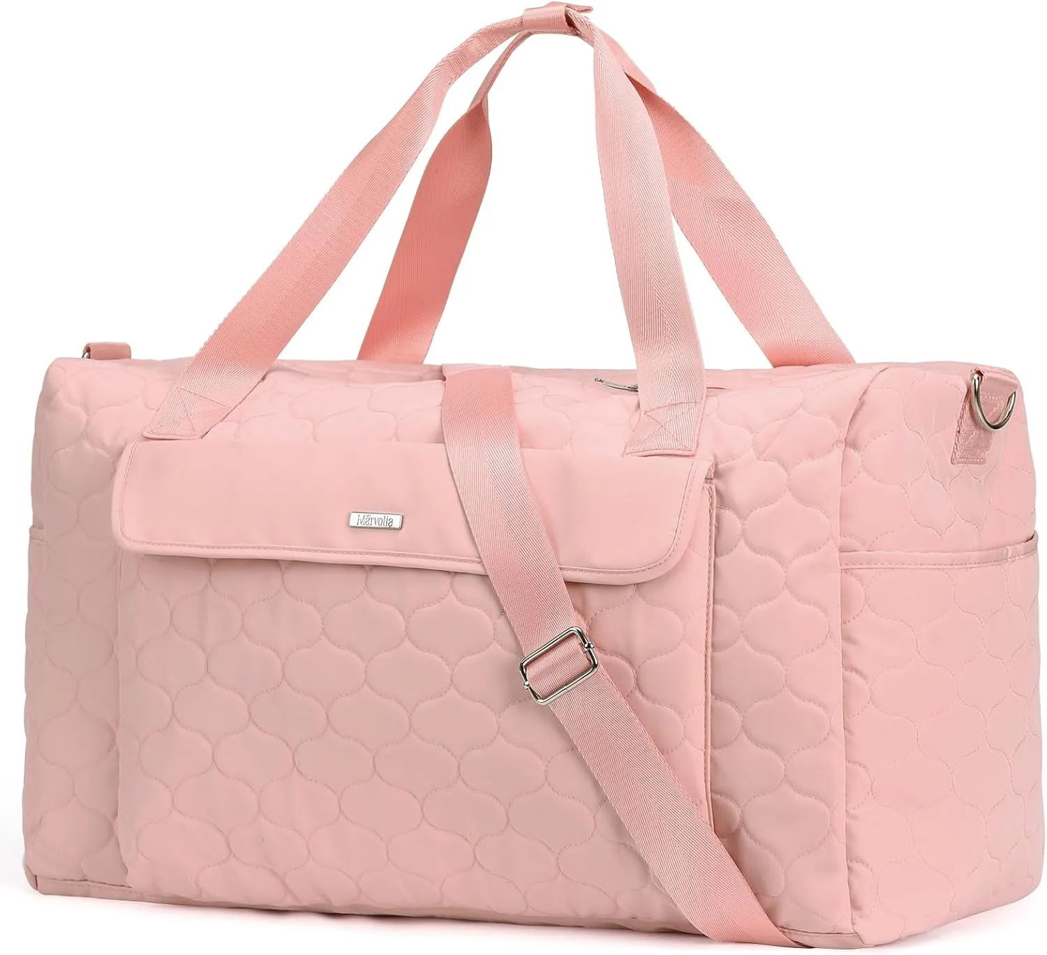 Marvolia Travel Duffle Bag Weekender Bags for Women Carry On Overnight Bag for Travel Gym Duffel Bag with Wet Pocket Hospital Bags for Labor and Delivery - Pink