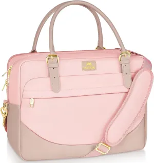 MATEIN Laptop Bag for Women, 15.6 inch Computer Briefcase Sleeve Case, Large Water Resistant Cute Messenger Work Tote Bible Temple Bag Crossbody for Teen Girls School College Office Travel Gifts, Pink