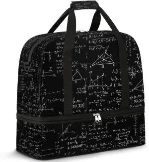 Mathematical Formulas Blackboard Travel Duffel Bag, Travel Essentials, Gym Bag for Women, Weekender Overnight Bag With Shoes Compartment, Carry On Bags for Airplanes